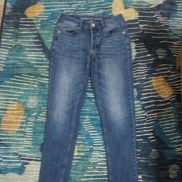 American Eagle Blue Denim with Tan Stitching - Picture 1 of 4